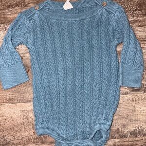 Kate Quinn Blue Cable Knit Bodysuit